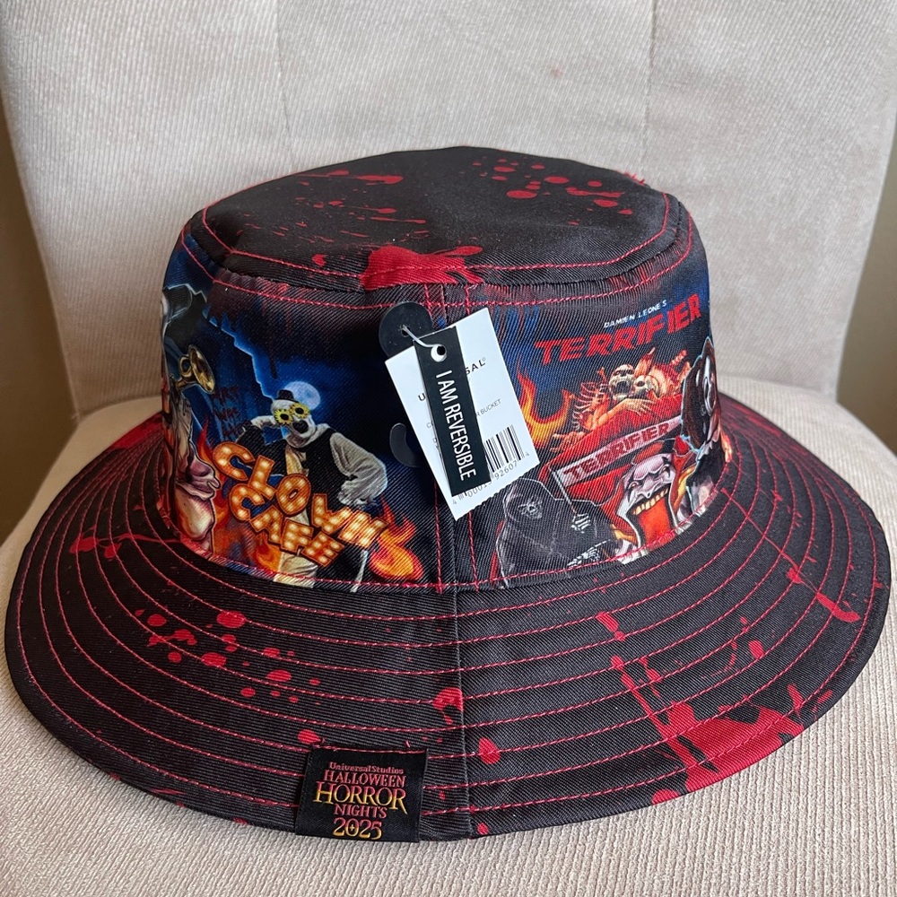 TERRIFIER Halloween Horror Nights HHN Art the Clown Reversable Bucket Hat NEW